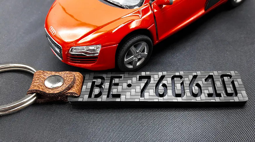 Carbon License Plate Keychain