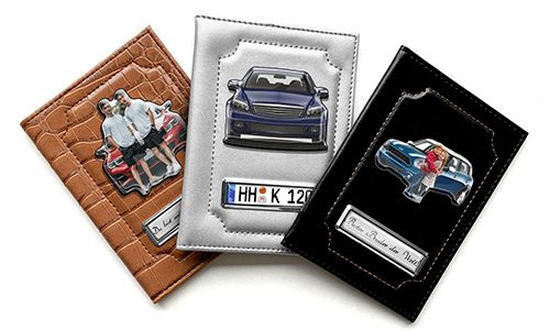 Car document holder with photo and license plate for your brother