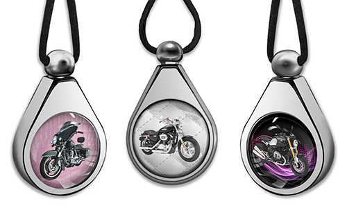 Chrome and black car perfume featuring your motorcycle design with a photo or motorcycle silhouette