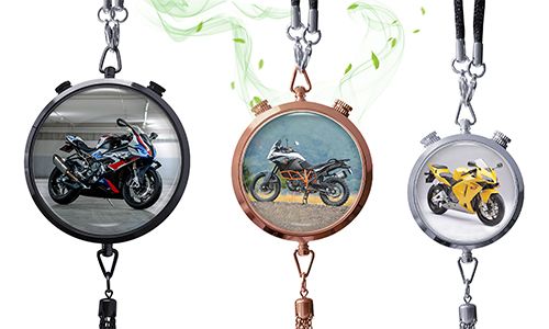 Car air freshener with motocycle photo