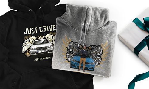 Hoodie with car motif for brother