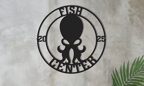 Personalisiertes Metallschild mit Firmenlogo für die Wand