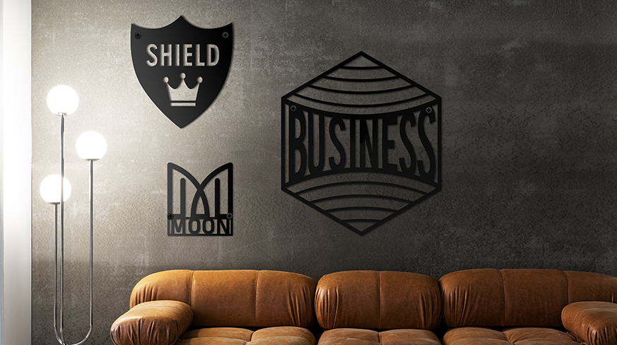 Metall-Firmenlogo-Schild mit LED-Beleuchtung