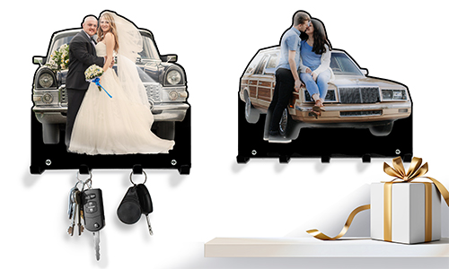 Personalized keyholder-wall with car silhouette for your wife