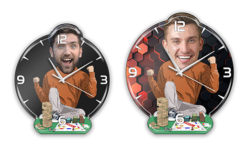 Personalisierte Wanduhr Comic Hobby - Brettspieler