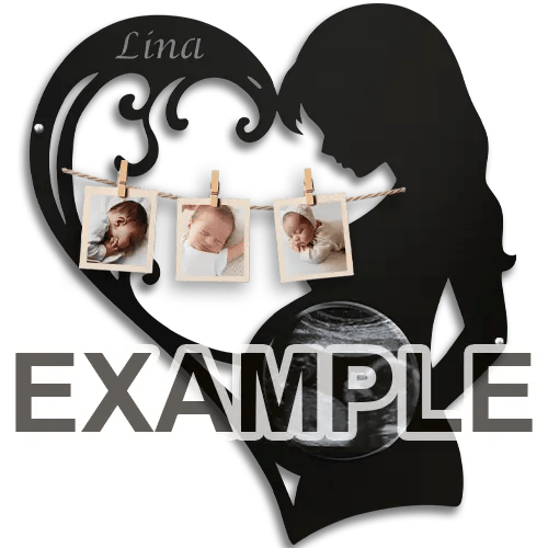 Wall Decoration Metal With Ultrasound And Custom Photos Expecting Mom
