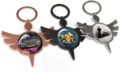 Llavero redondo ángel auto – regalo único