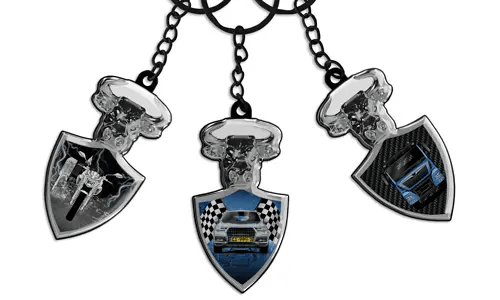 Portachiavi con toro e targa auto