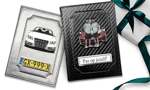 Car document holder with photo and license plate for your brother