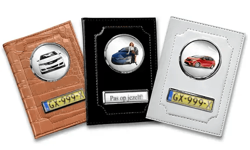 Standard car document holder with car/photo and license plate for your girlfriend