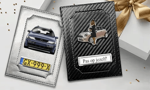 Car document holder with photo and license plate for your mother