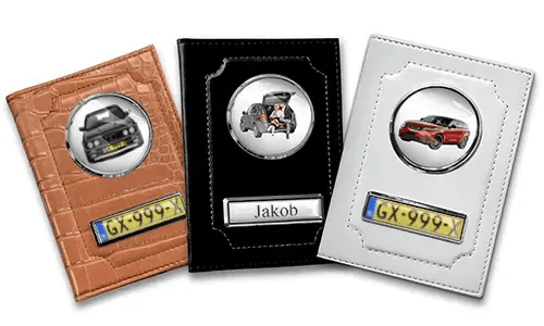 Porta documenti auto standard con auto/foto e targa per tuo marito