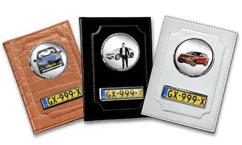 Porte-documents de voiture standard pour hommes avec voiture/photo et plaque d'immatriculation