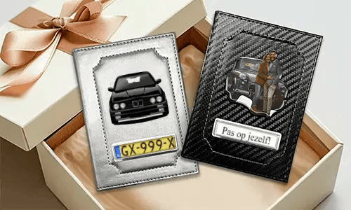 Personalised car document holder with licence plate - gift for your wife