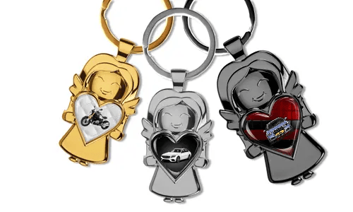 Llavero de ángel guardián, lindo, con coche personalizado