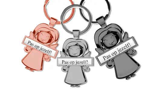 Breloczek do kluczy z aniołem stróżem - personalizowany z tekstem