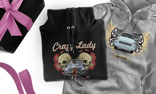 Personalised hoodie with car motif for your girlfriend