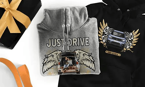 Sudadera personalizada con motivo de coche para parejas