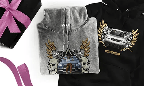 Hoodie met auto-motief voor je moeder!