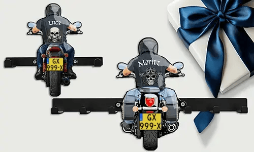Motorrad-Schlüsselhalter-Wand für deinen Großvater mit seinem Namen und Kennzeichen
