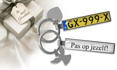 Gepersonaliseerde nummerplaat sleutelhanger voor je opa