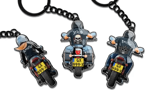 Portachiavi da biker con il tuo nome!