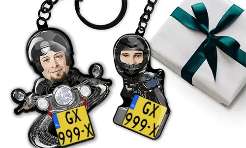 Motorrad-Schlüsselanhänger mit dem Gesicht deines Bruders