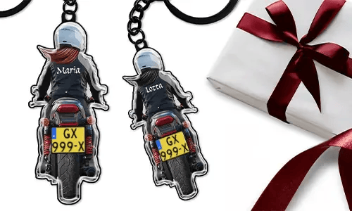 Personalised motorcycle keychain with name and license plate - wonderful gift for yourself