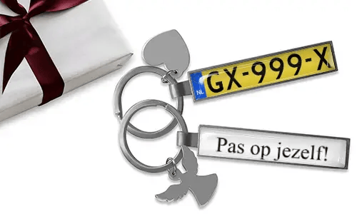 Gepersonaliseerde sleutelhanger met kenteken voor je vrouw