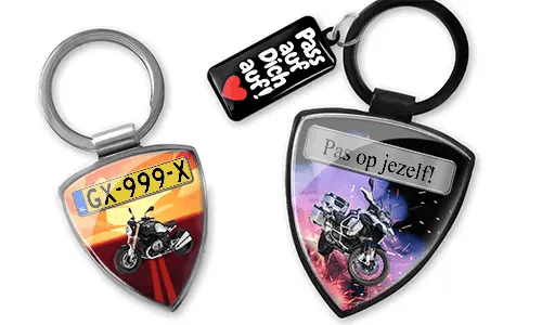 Keychain shield with motorcycle image