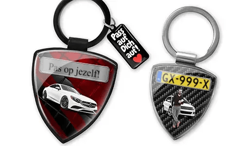 Personalized men's shield keychain