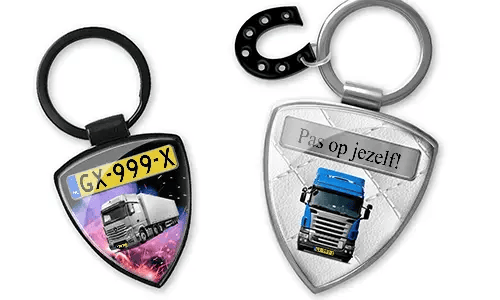 Personalized truck shield keychain