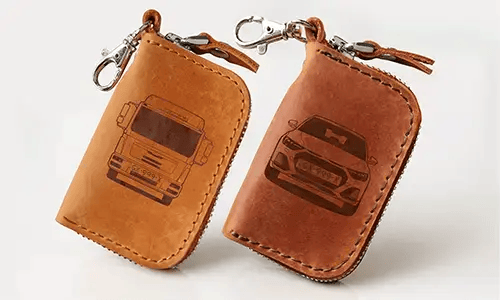 Sleutelhoes van echt leer – Beige leer