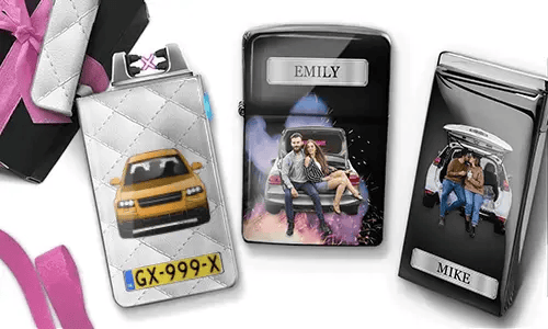 Cooline lighter with photo of car/licence plate - best gift for couples