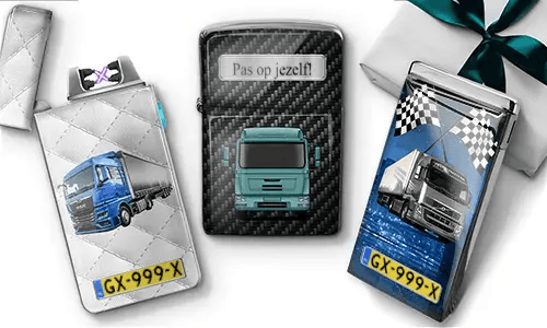 Personalized truck-themed lighters and custom truck accessories.