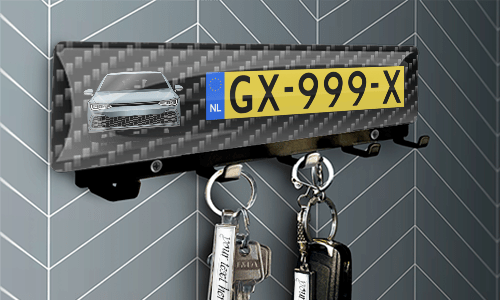 Luxury Key Board Car Silhouettes License Plate - Black Powdered