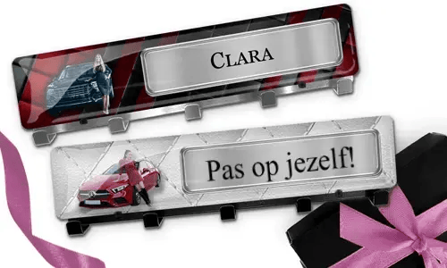 Luxe wand-sleutelbord met auto afbeelding en foto van je vriendin als een geweldig cadeau