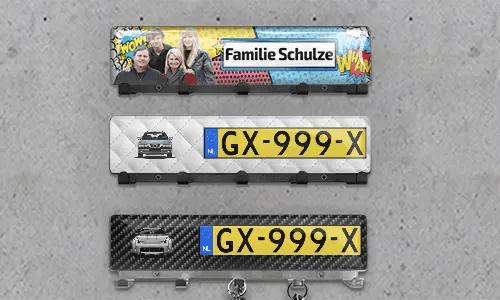 Luxus-Schlüsselbrett Auto-Silhouetten Nummernschild - Chrom