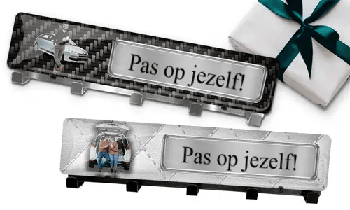 Sleutelhanger met foto van je man en kentekenplaat