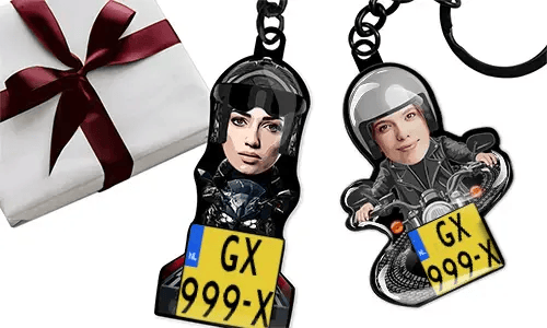Porte-clés moto personnalisé avec photo de ta femme