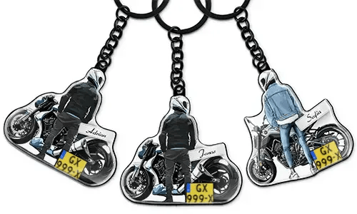 Llavero personalizado de motocicleta con nombre