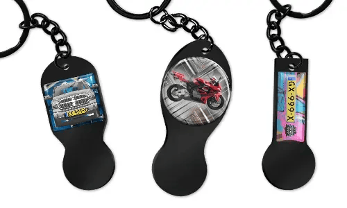 Personoitu ostoskärrypolettinen avaimenperä