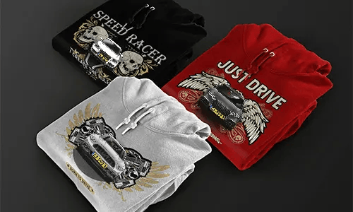 Diseño de sudadera con silueta de coche