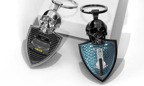 Brelok z Czaszką i Samochodem