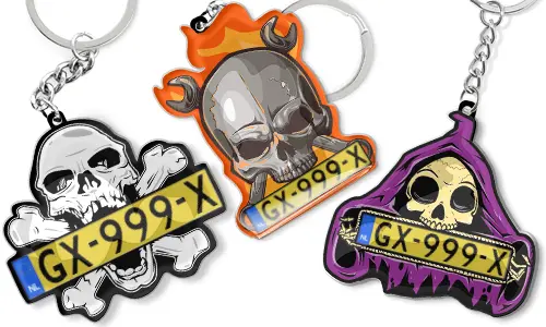 Tête de mort-Porte-clés-Plaque d'immatriculation