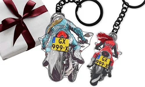 Sportmotorrad-Schlüsselanhänger – Geschenk für ein schönes Paar