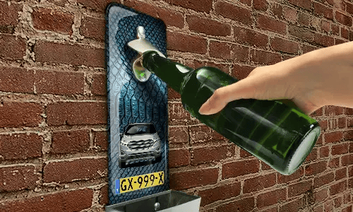Abrebotellas de pared con atrapador de tapones