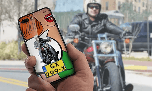 personalisierte handyhülle mit Motorradsilhouette auf dem Motorrad Hintergrund handyhülle personalisieren