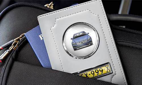 Car documents holder white with passport