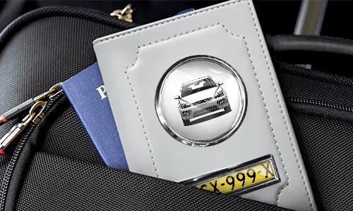 Car documents holder white with passport